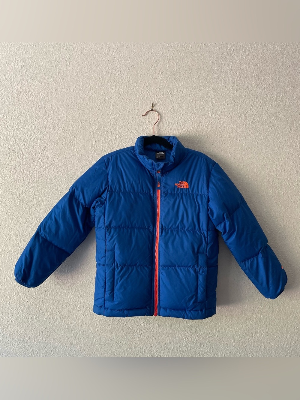 The North Face Andes Boys 6 550 Fill Goose Down Puffer Jacket Blue Orange